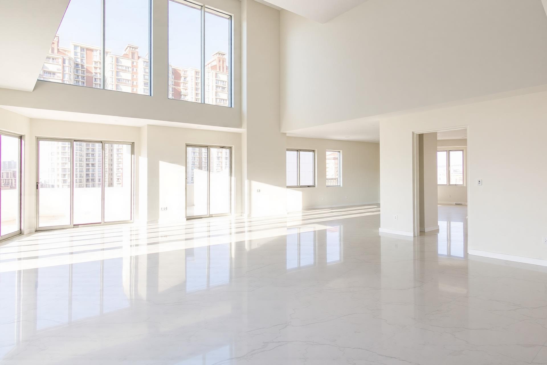 Freshly built luxury interior after post-construction cleaning